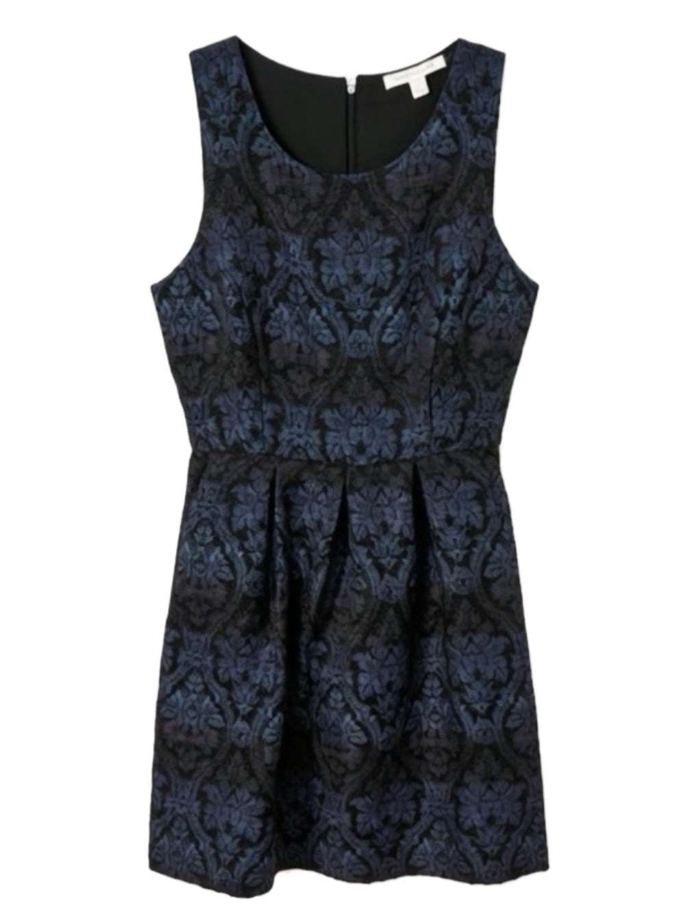 Forever 21 Sleeveless Fit and Flare Brocade Dress Pleated at Waist Back Zipper